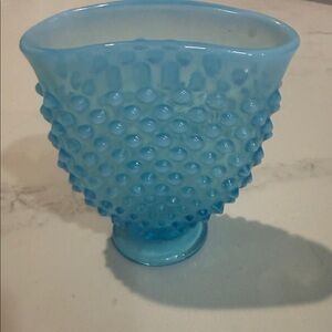 Blue Hobnail Glass Vase